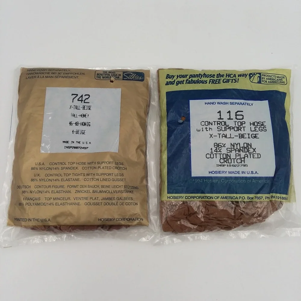 Vintage 4 Silkies Pantyhose‎ Control Top Shape Enhancing Hosiery Tall Taupe USA